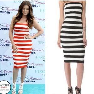 Robert Rodriguez Graphic Stripe Strapless Dress Black and White Dress Size 0